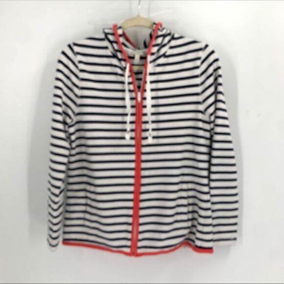 Talbots Striped Soft Zip Front Jacket Hoodie - Picture 1 of 12